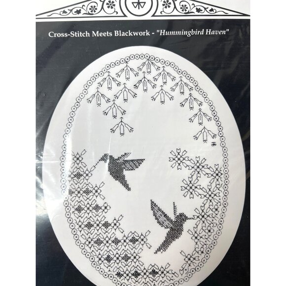 Berlin Embroidery Designs Hummingbird Haven Cross-Stitch Meets Blackwork Kit - Picture 3 of 4
